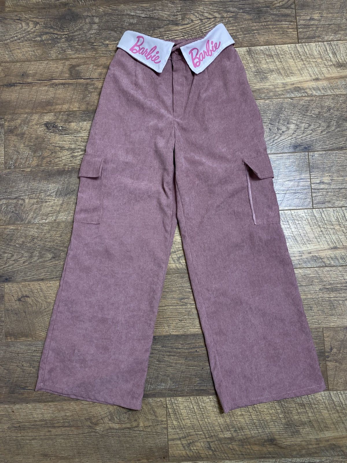 Pink Barbie Pink Corduroy Cargo Pants Wide Leg Y2K Aesthetic Size 27" / US 4 / IT 40 - 1 Thumbnail