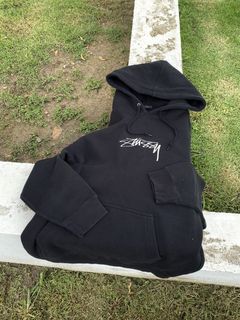 Vintage Stussy Monogram Zip Up Hoodie Size L - second wave vintage