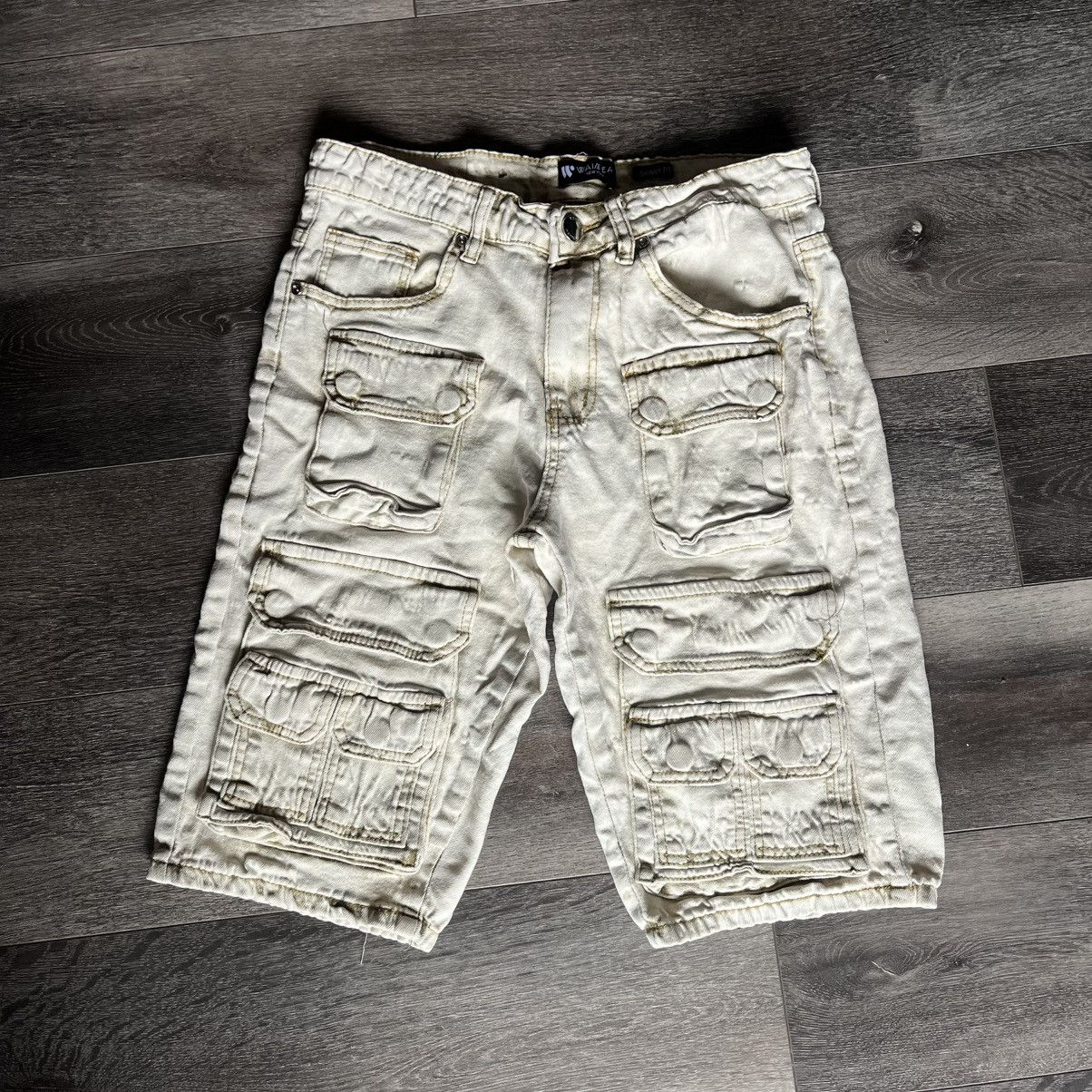 Waimea Waimea Cargo Khaki Washed Jeans Shorts Size 30 Skinny Fit Size US 30 / EU 46 - 1 Thumbnail
