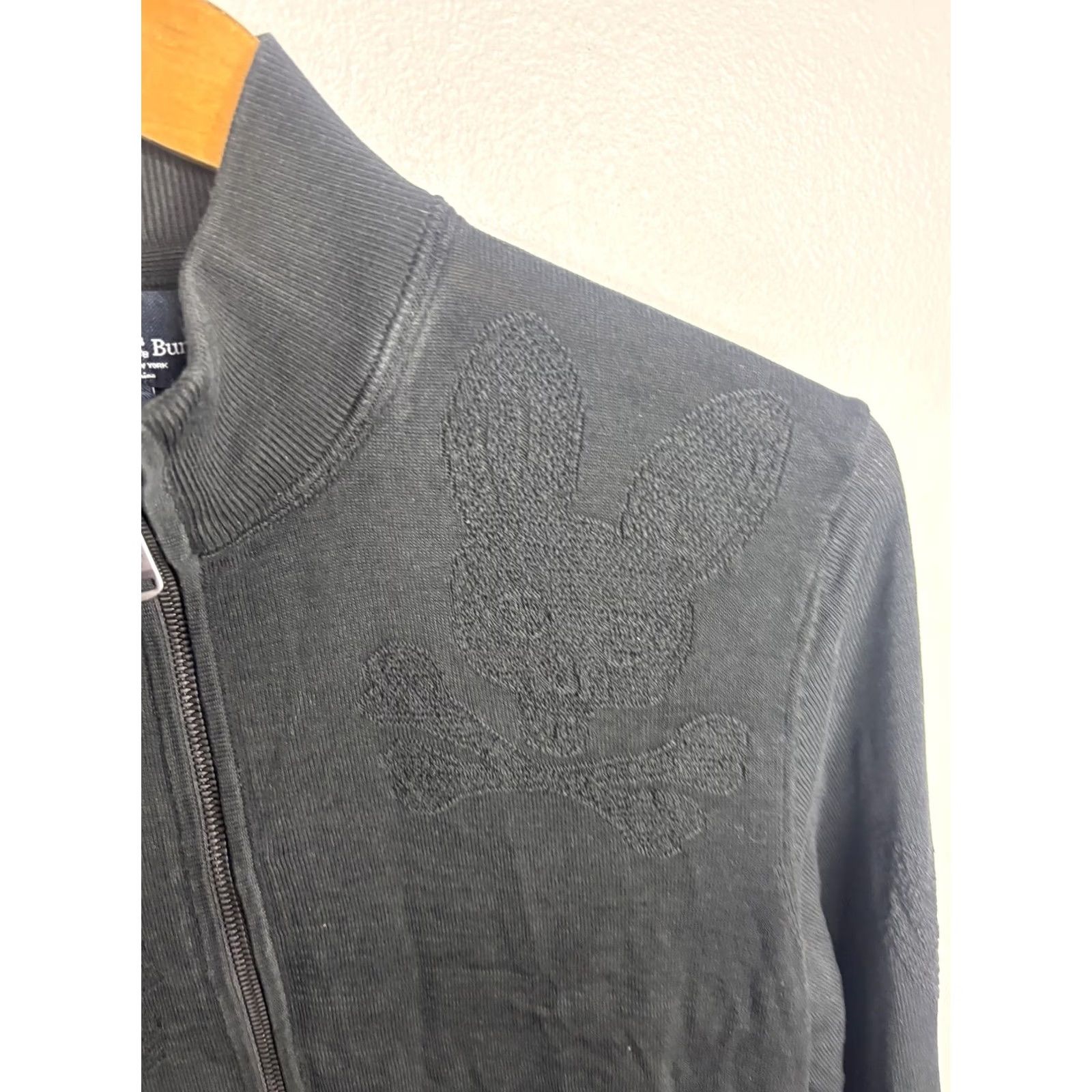 Psycho Bunny Psycho Bunny Jacket Mens Small Black Knit Full Zip Embroidered Bunny Skull Sweater Size US S / EU 44-46 / 1 - 3 Thumbnail
