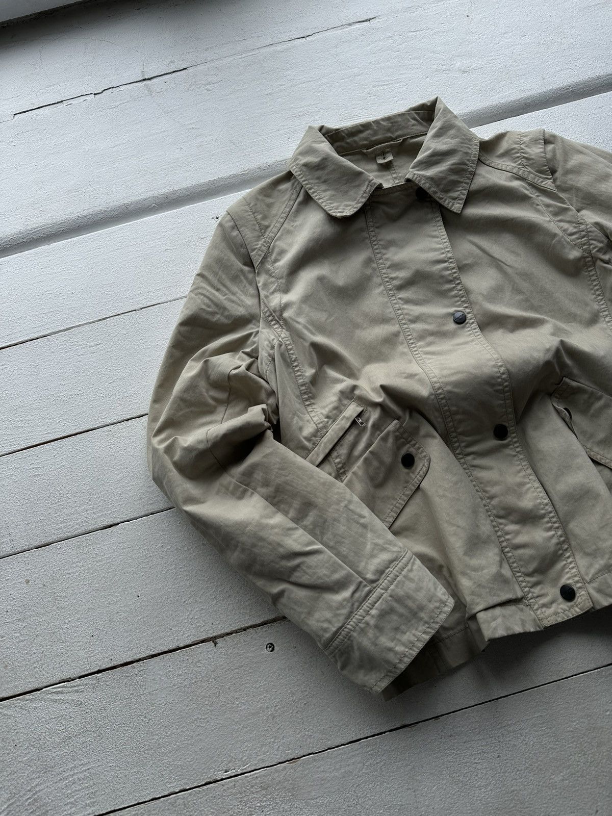 Max Mara × Weekend Max Mara 🚨RARE Max Mara Weekend Jacket beige distress luxury Size M / US 6-8 / IT 42-44 - 3 Thumbnail