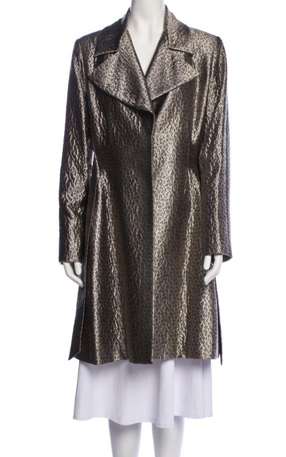 Bill Blass Bill Brass Silver Logo Embossed Waisted Blazer Coat Sz12/M-L Size XL / US 12-14 / IT 48-50 - 1 Thumbnail