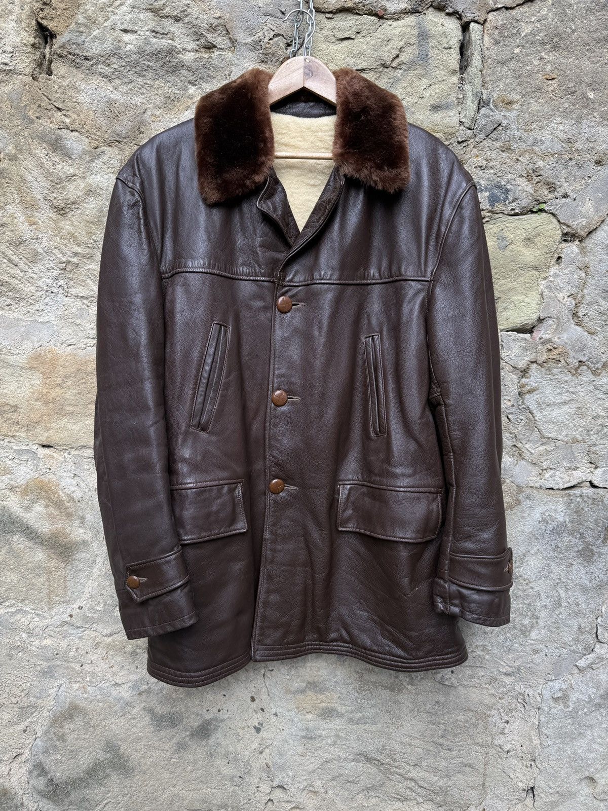 Vintage Retro Horsehide 30s 40s Brown BARNSTORMER Leather Coat Size US XL / EU 56 / 4 - 1 Thumbnail