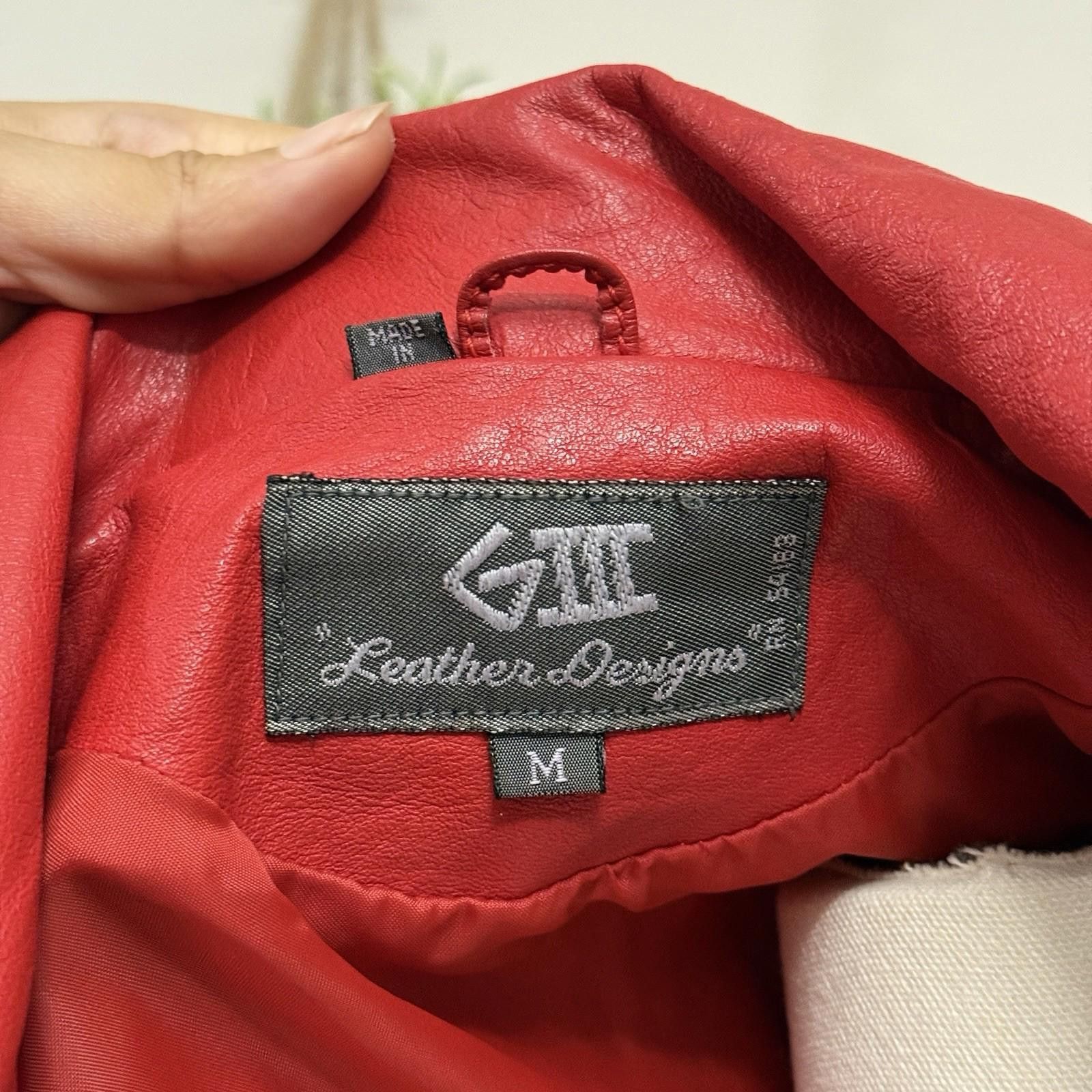 Designer G3 Red Leather Korean Jacket Medium Size M / US 6-8 / IT 42-44 - 8 Thumbnail