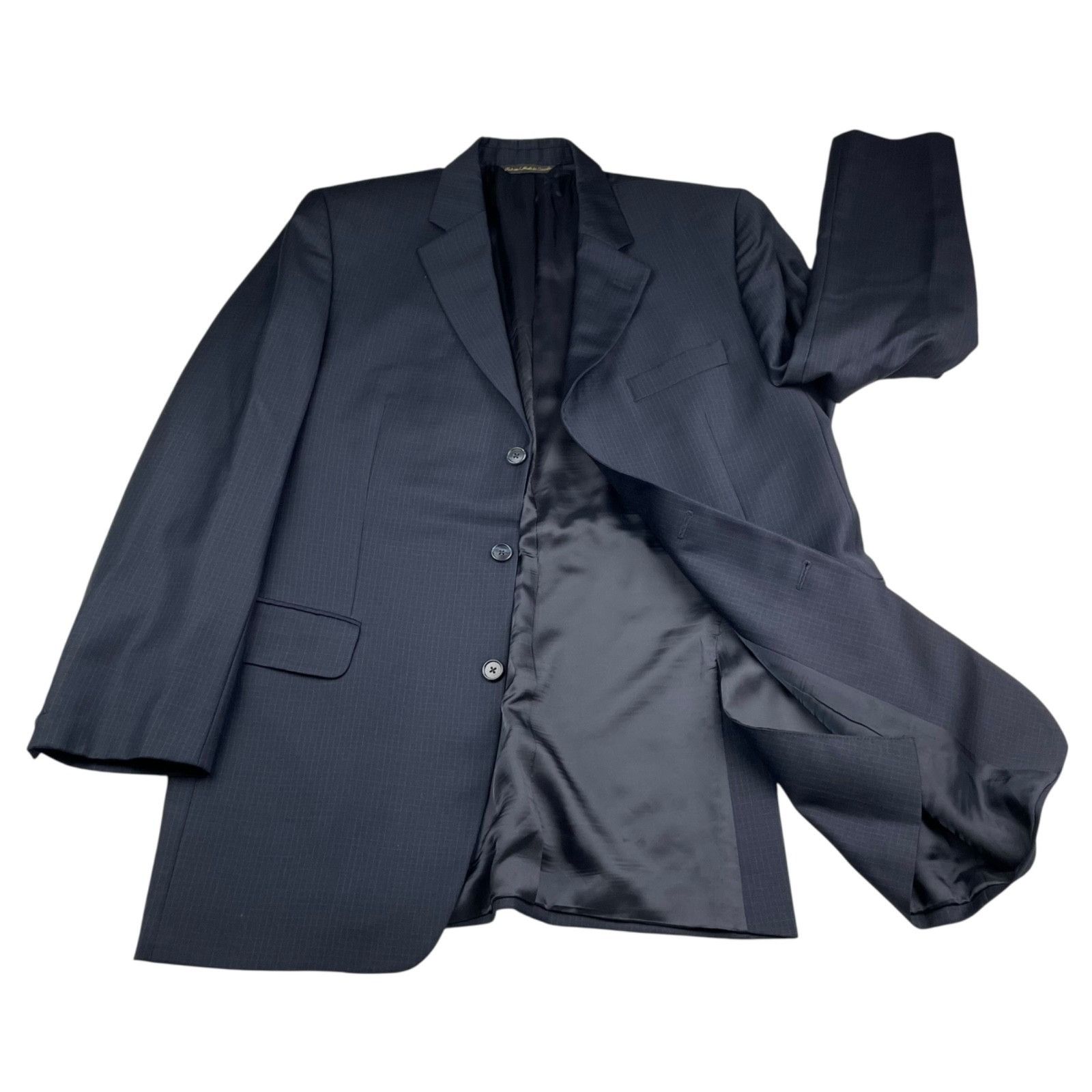 Jack Victor Jack Victor Men’s 100% Wool 3-Button Suit Navy Blue Check • Size 42L - 3 Thumbnail