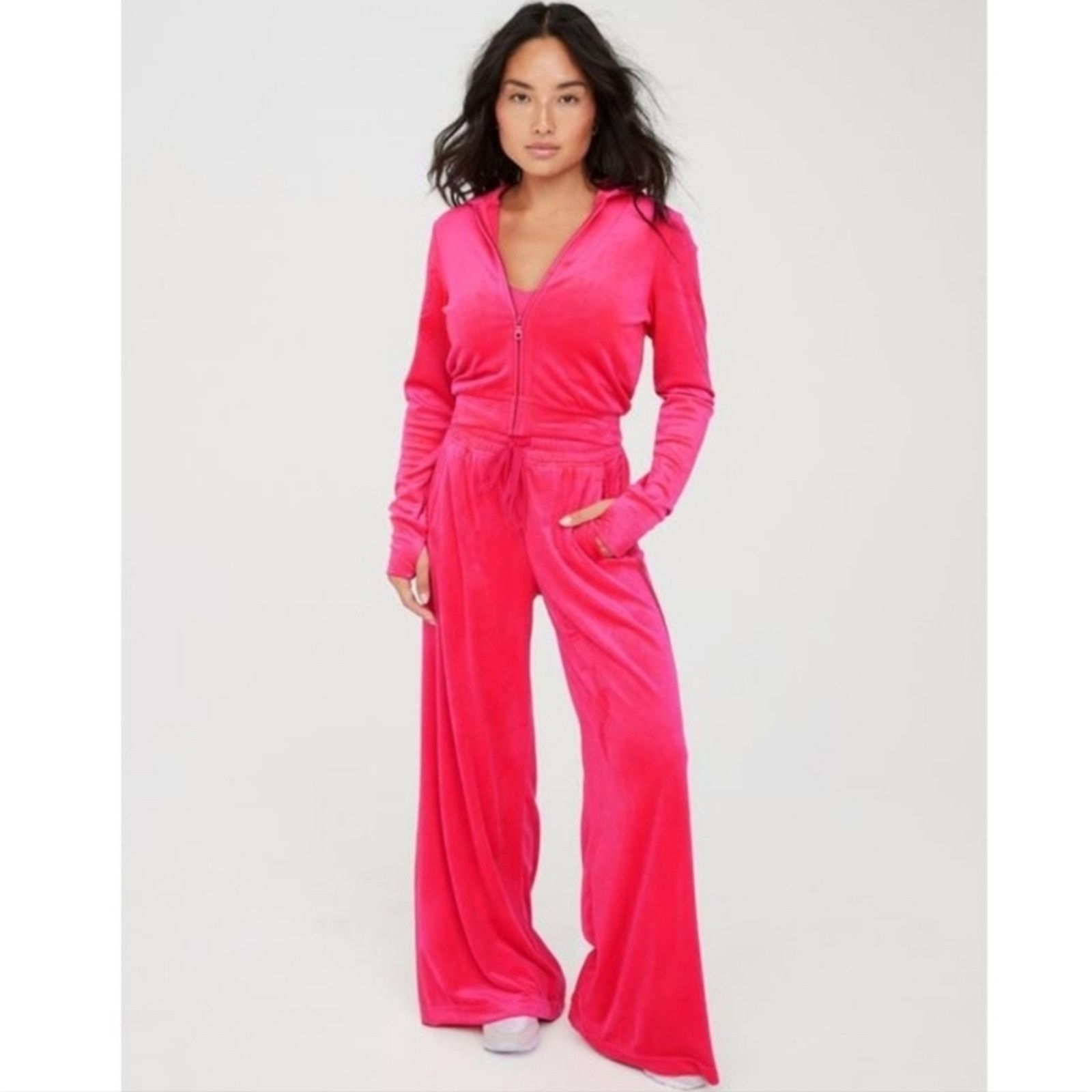 Other Bright Lights | AERIE | Velour Wide Leg Pant Size 27" / US 4 / IT 40 - 3 Thumbnail