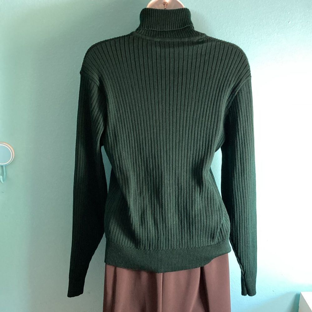 Jaeger Jaeger Vintage Forest Green Wool Ribbed Knit Pullover Turtle Size M / US 6-8 / IT 42-44 - 5 Thumbnail