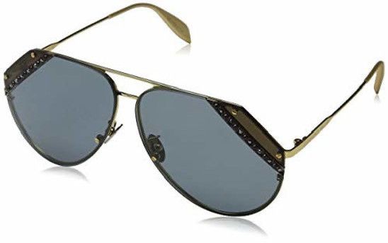 Alexander McQueen New Vintage McQueen Aviator Gold Blue Cut Lenses AM0117 003 Size ONE SIZE - 4 Thumbnail