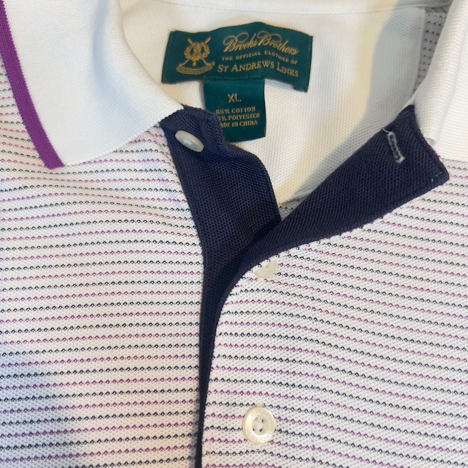 Brooks Brothers Brooks Brothers X St Andrews Links Polo Shirt Men XL Purple Size US XL / EU 56 / 4 - 6 Thumbnail