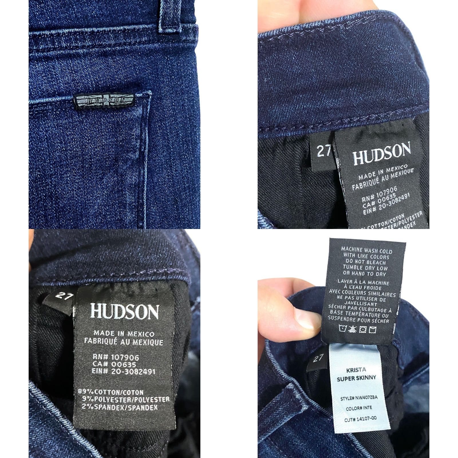 Vintage Hudson Jeans Krista Super Skinny Womens 27 Raw Hem Dark Wash Stretch Y2K Preppy Jeans Womens Jeans Stretch Medium Wash Size 27" / US 4 / IT 40 - 8 Thumbnail