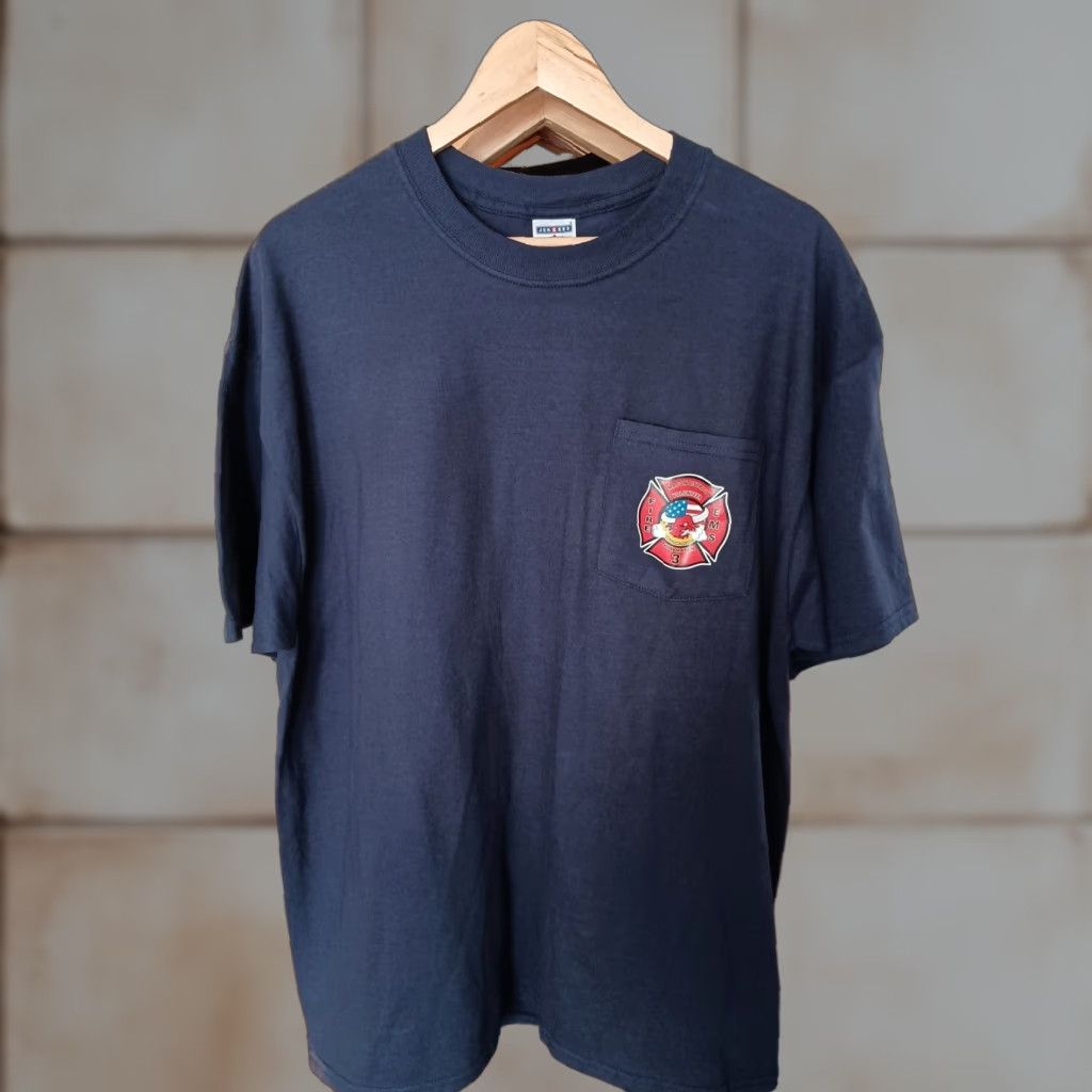 Jerzees VINTAGE JERZEES T-Shirt Fire EMS Macon District Volunteer XL Men Blue Size US XL / EU 56 / 4 - 1 Thumbnail
