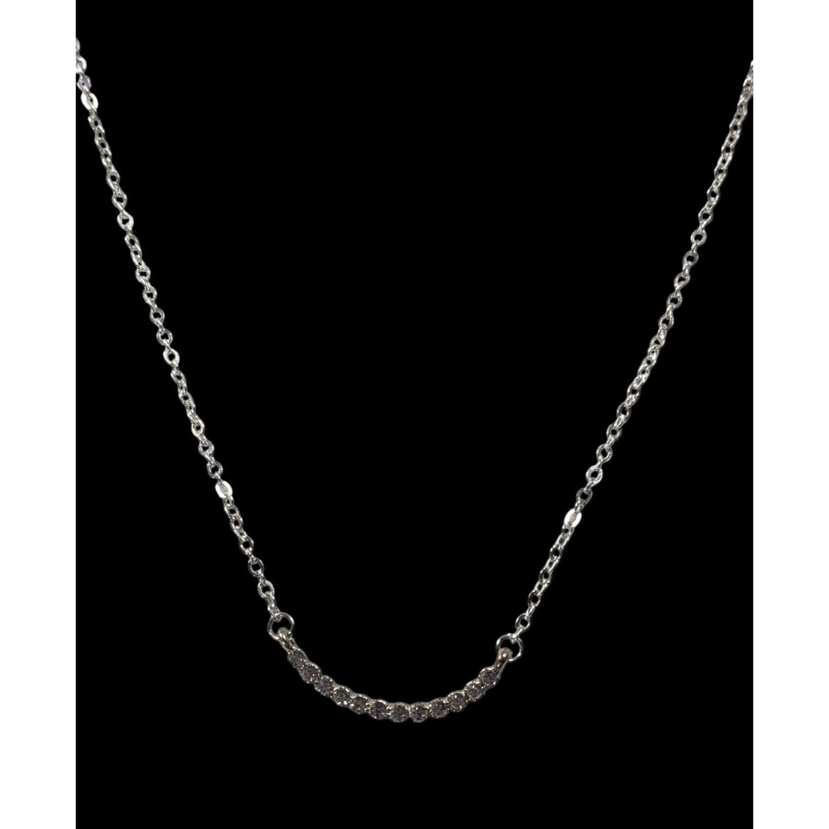 Other Minimalist Glam Curved Rhinestone Bar Silver Tone Necklace Size ONE SIZE - 2 Thumbnail