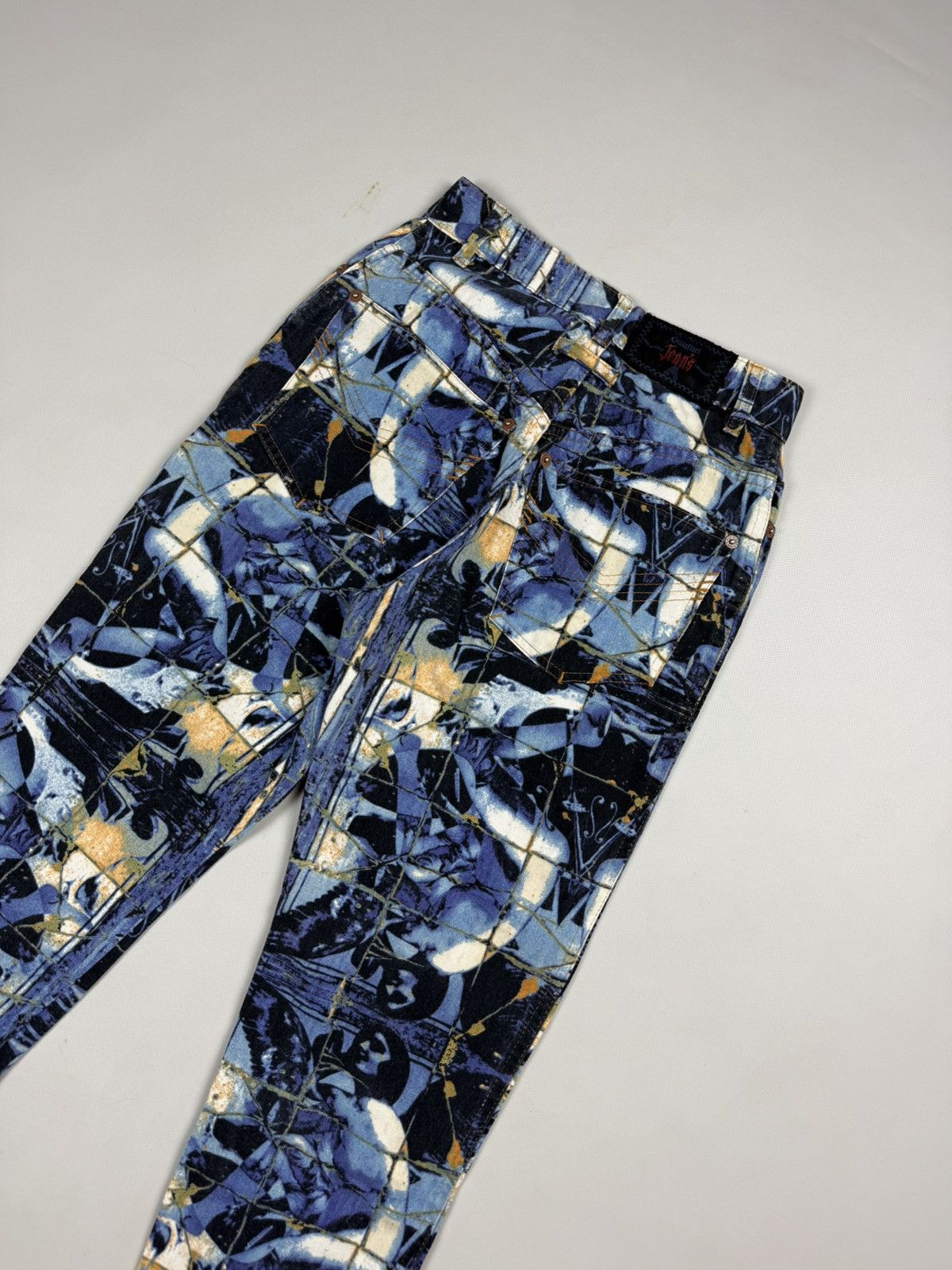 Jean Paul Gaultier 90s JPG Jean Paul Gaultier Stained Glass Printed Denim Jeans Size 25" / US 0 / IT 36 - 17 Thumbnail