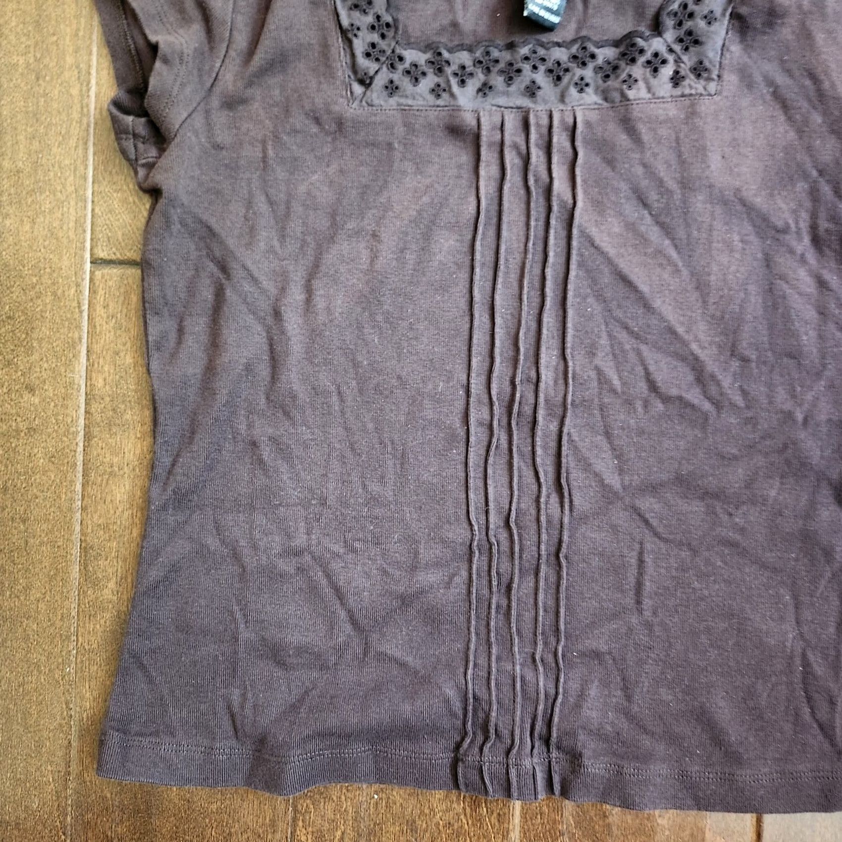 Joe Browns Browns Carole Little Short Sleeve Top - Shirt M Juniors Brown Women Regular 100% Cotton Solid All Seasons Lightweight Casual Business Travel - Adults? Size M / US 6-8 / IT 42-44 - 3 Thumbnail