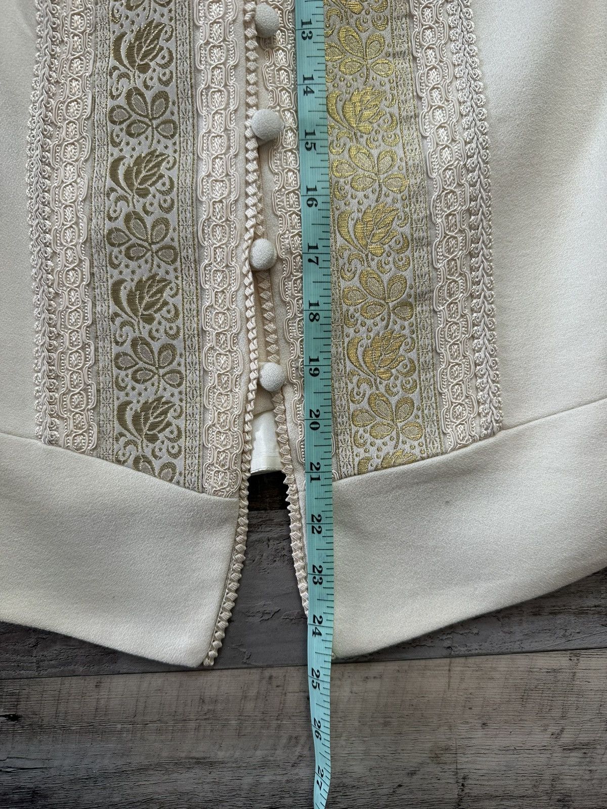 Other Vintage 1980s Valerie Stevens Embroidered Cream Gold Vest Size M / US 6-8 / IT 42-44 - 6 Thumbnail