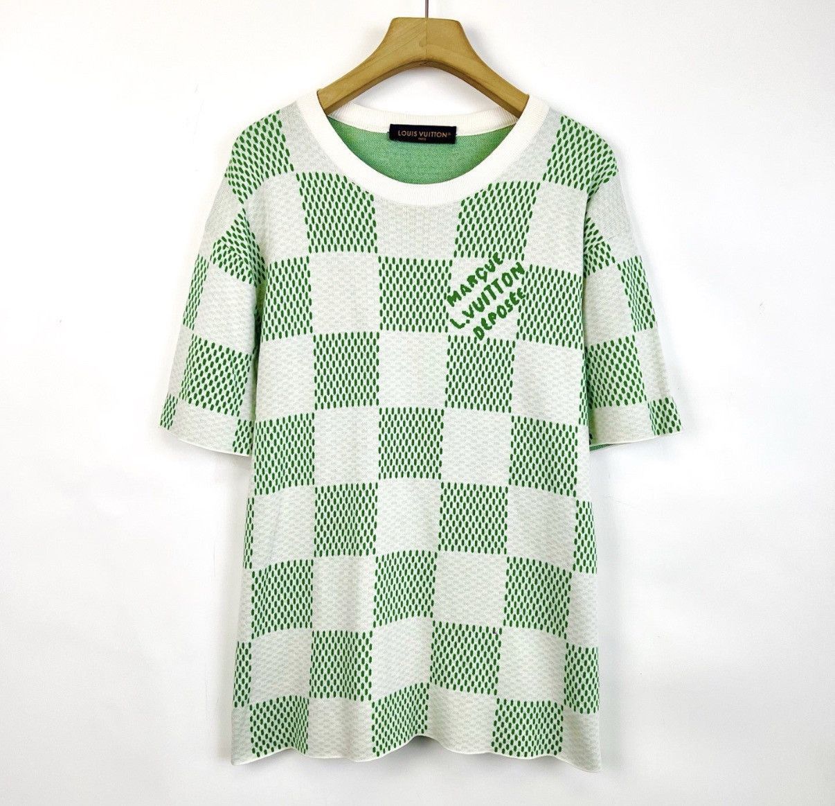Louis Vuitton Green Checkered Short Sleeve Knit Top XL Size US XL / EU 56 / 4 - 1 Thumbnail
