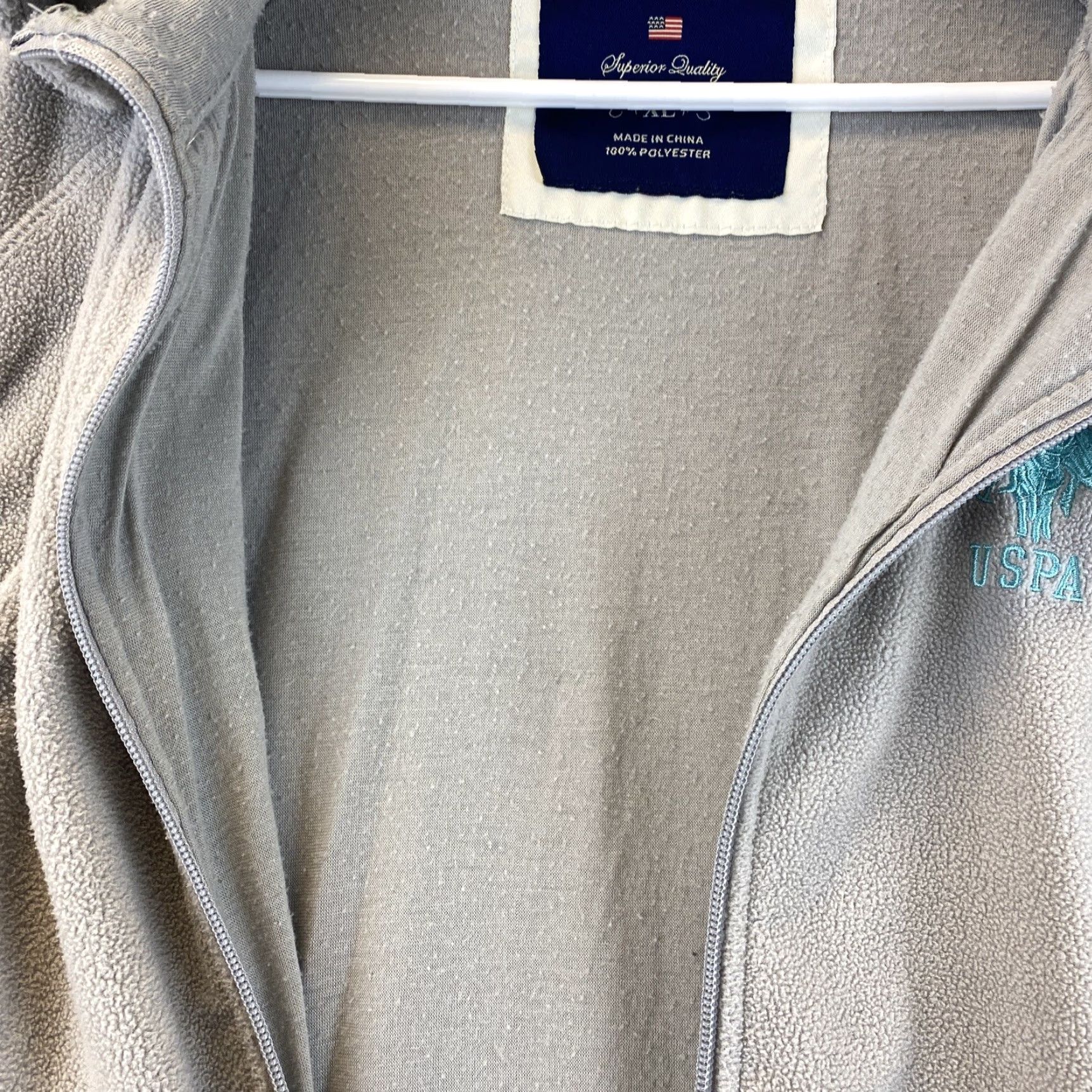 Vintage US Polo Assn. Fleece Lined Zip Hoodie Jacket Gray Size XL. / 63-13. Jersey? No. Size XL / US 12-14 / IT 48-50 - 6 Thumbnail