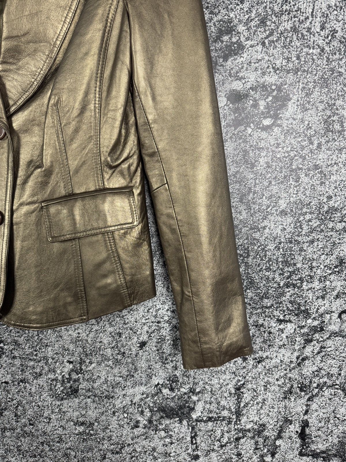 Leather Women’s Cache 100% Leather Blazer Gold India Luxury Size 4 Size S / US 4 / IT 40 - 4 Thumbnail
