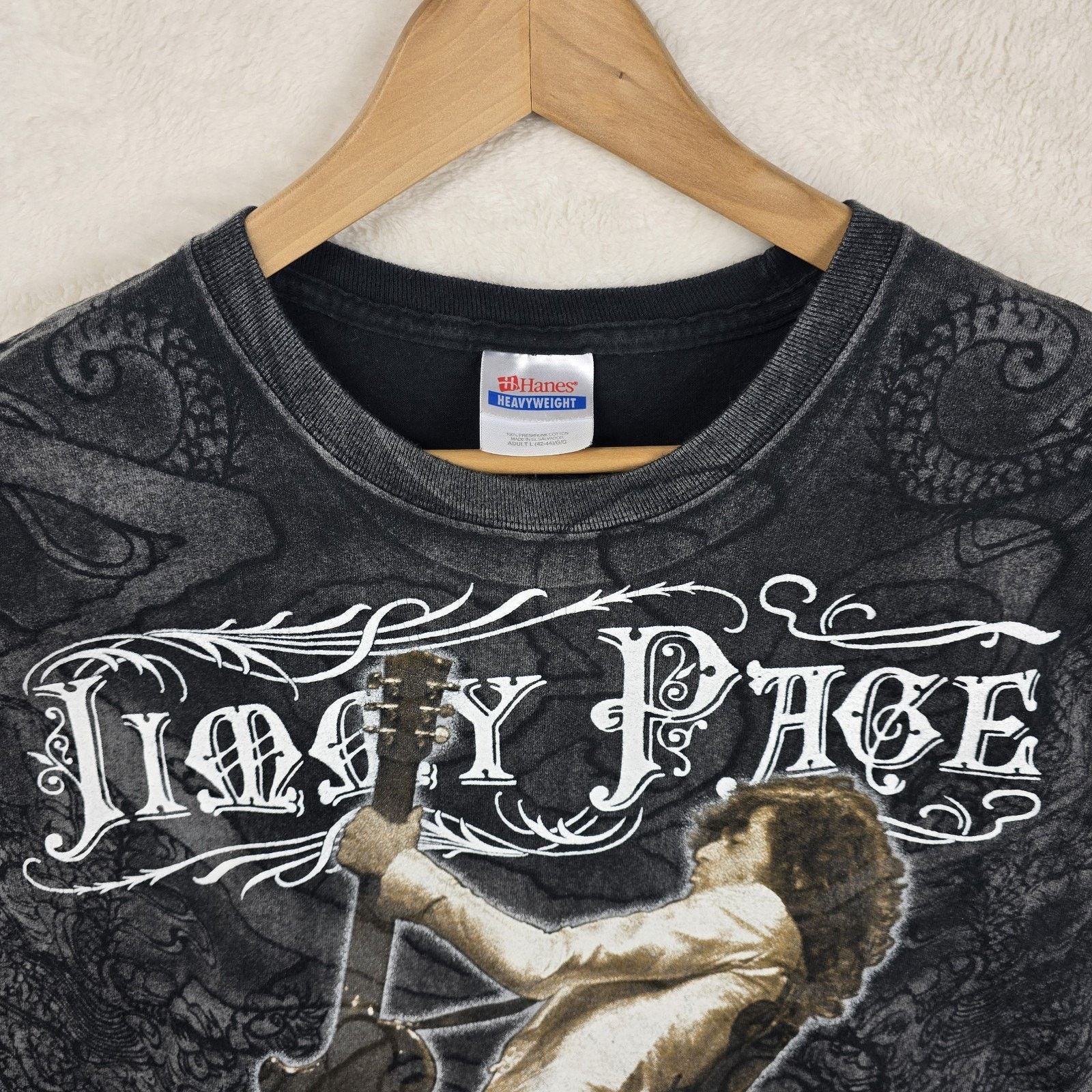 Vintage Jimmy Page Zoso Shirt Large Y2K AOP Led Zeppelin