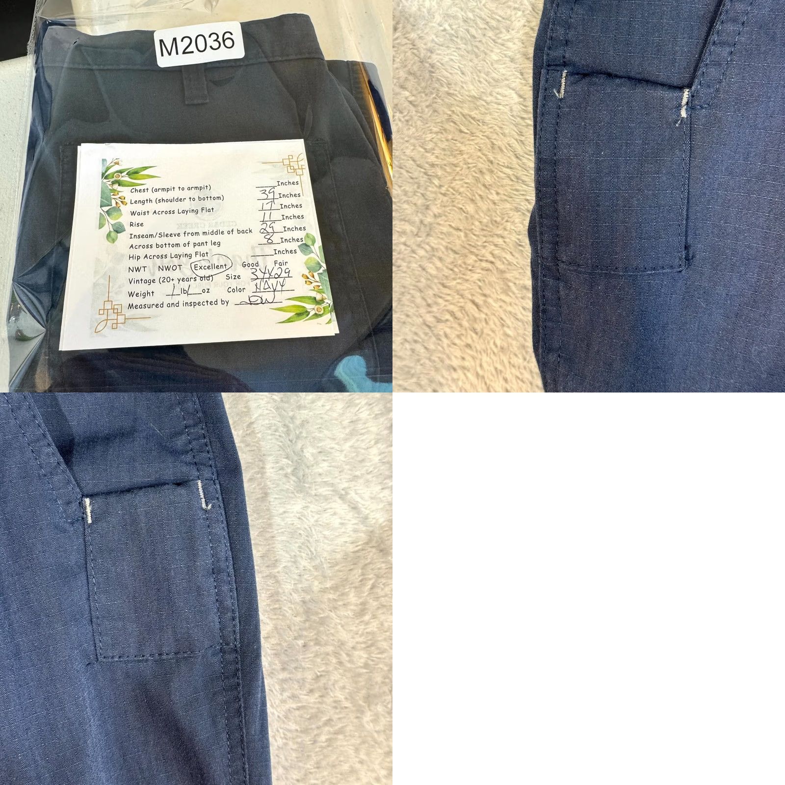 Carhartt Carhartt Mens Workwear Pants 34 X 29 Navy Mid-Rise Relaxed Fit Straight M2036 Size US 34 / EU 50 - 8 Thumbnail