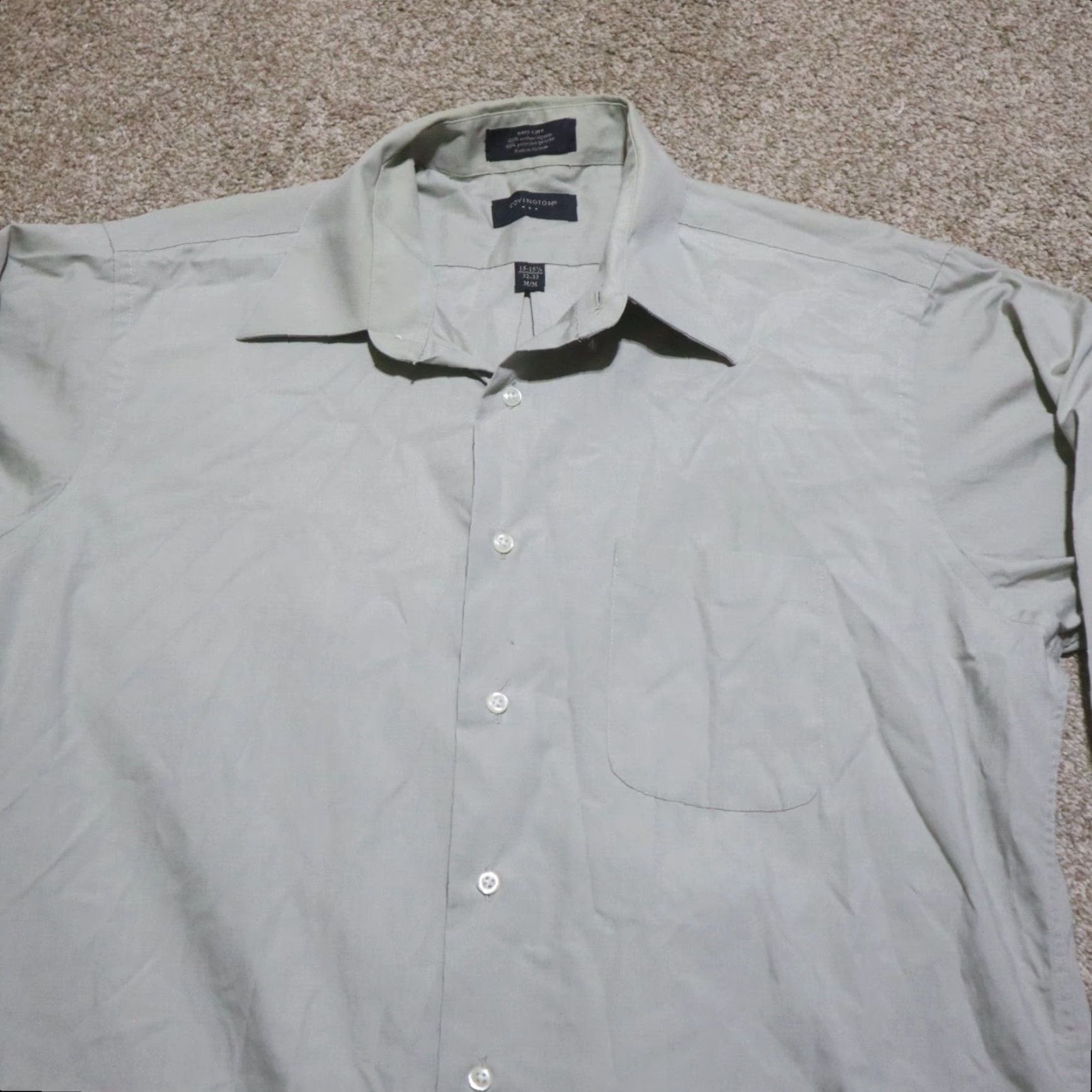 Vintage Covington Shirt Adult Men 2XL Gray Solid Button-Up Casual Workwear Wrinkle Free Stain Free Pocket 90s? Size US XXL / EU 58 / 5 - 2 Thumbnail
