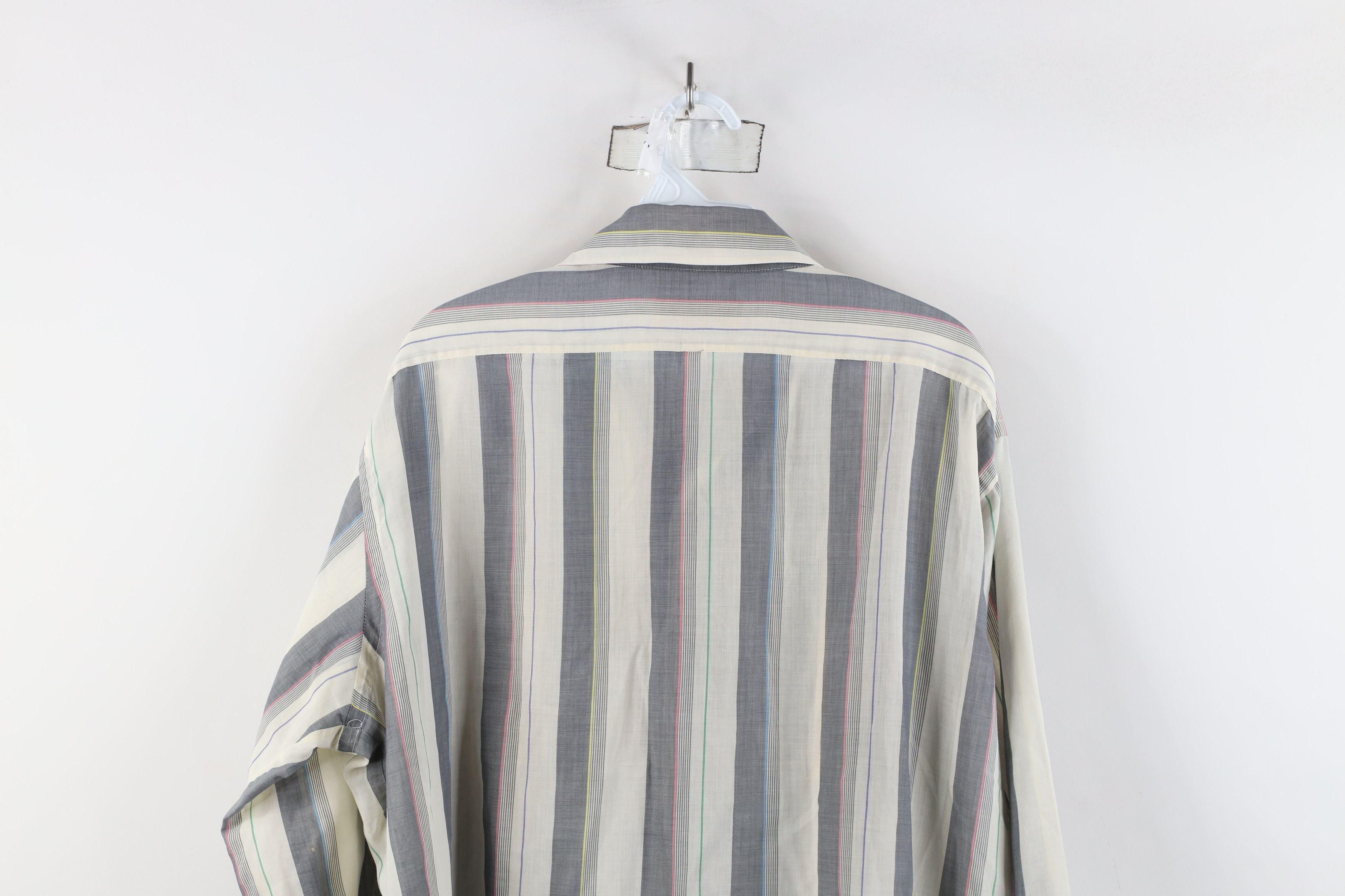 Vintage Vintage 90s Streetwear Sheer Rainbow Striped Button Shirt Size US XL / EU 56 / 4 - 13 Thumbnail