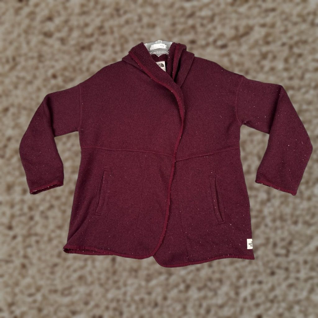 The North Face The North Face Sweater Cardigan Womens XS Red Hooded Knit Shell Logo Casual Buttonless Wrap Mock Neck A Size XS / US 0-2 / IT 36-38 - 1 Thumbnail