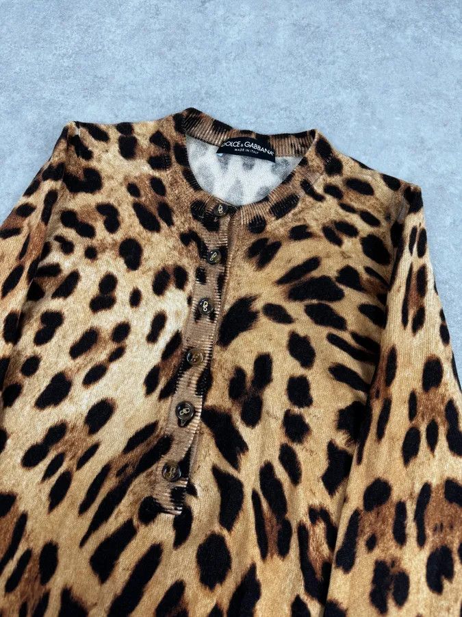 Dolce & Gabbana SS2005 Dolce & Gabbana Camel Leopard Cashmere Cardigan Size S / US 4 / IT 40 - 5 Thumbnail