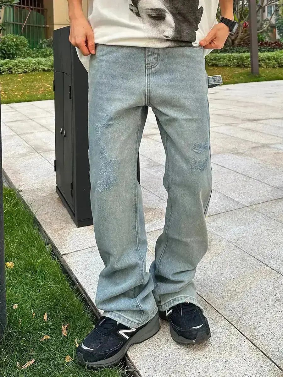 Japanese Brand Retro straight leg casual floor mopping jeans Size US 32 / EU 48 - 2 Thumbnail