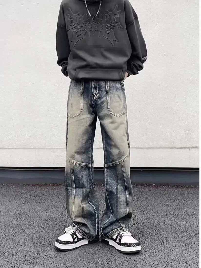 Japanese Brand Retro loose fitting wide leg patchwork jeans Size US 32 / EU 48 - 3 Thumbnail