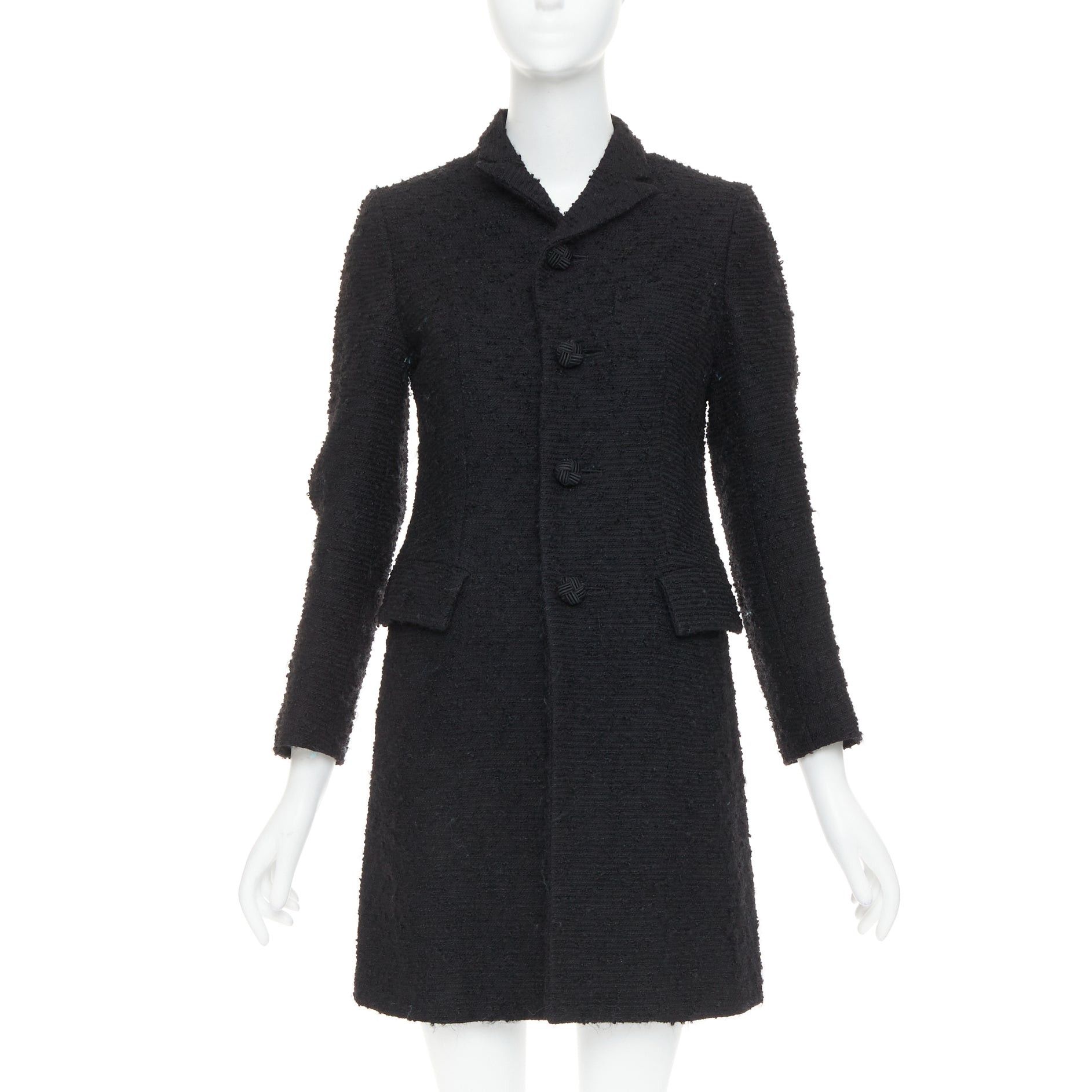 Junya Watanabe JUNYA WATANABE 2014 black wool tweed flap pocket collared coat XS Size XS / US 0-2 / IT 36-38 - 1 Thumbnail