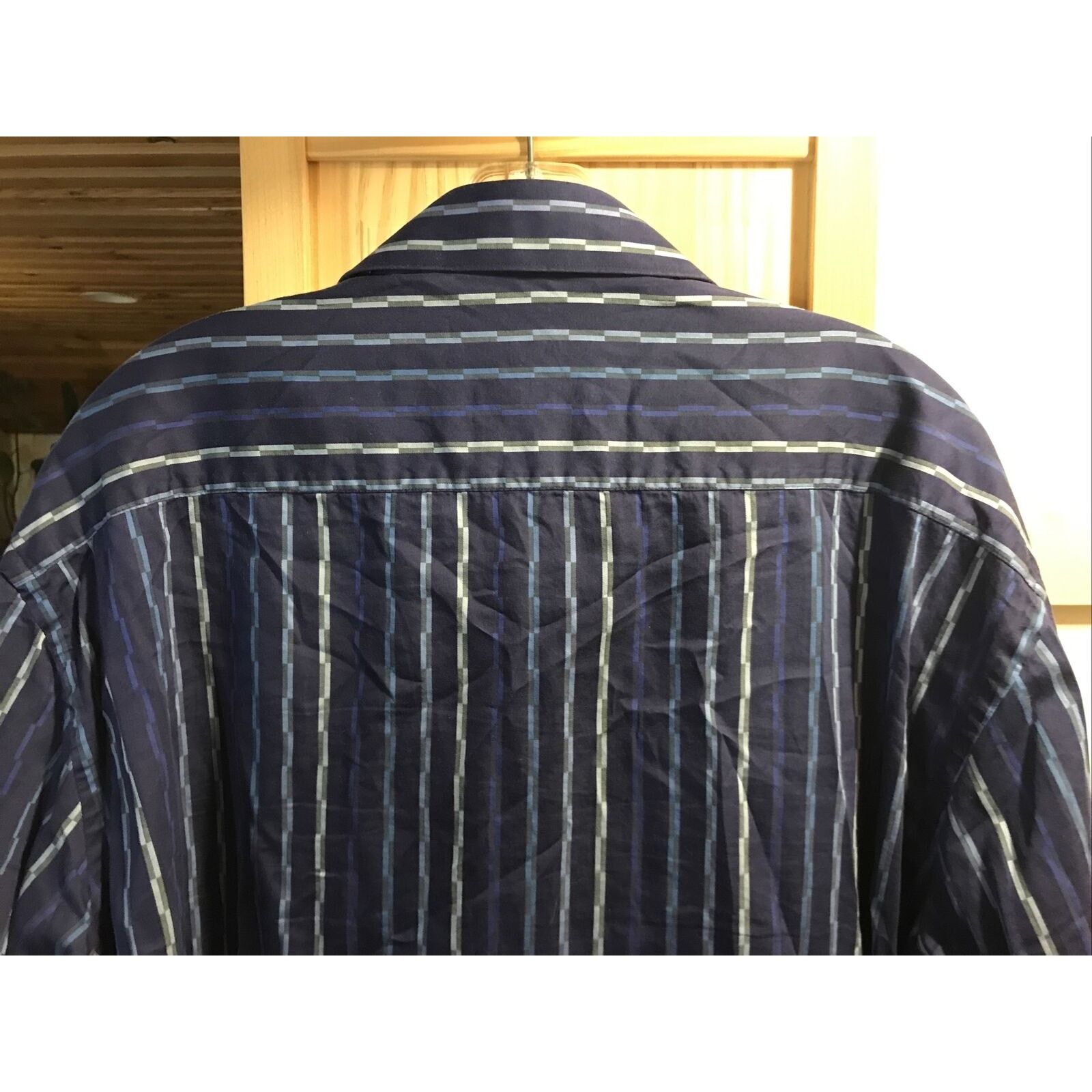 BUGATCHI Bugatchi Uomo Men’s XXL Blue Striped LS Button Cotton Shirt Size US XXL / EU 58 / 5 - 10 Thumbnail