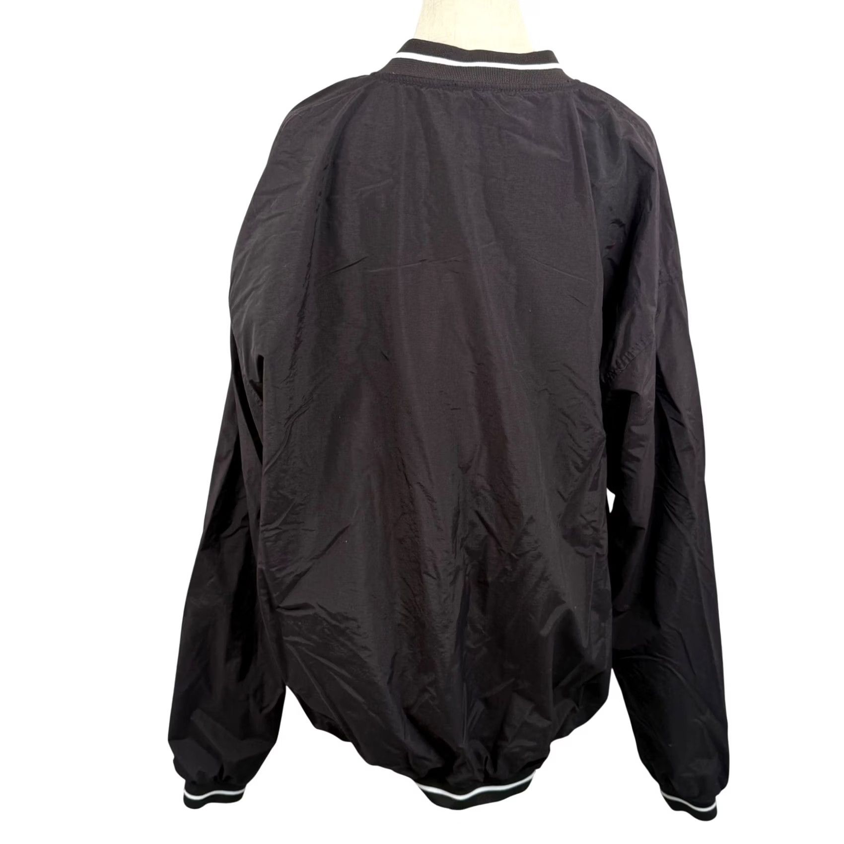 Vintage Rawlings Windbreaker Pullover Black V-Neck Striped Trim 3XL Big & Tall Mens Jacket Sportswear Size US XXL / EU 58 / 5 - 2 Thumbnail