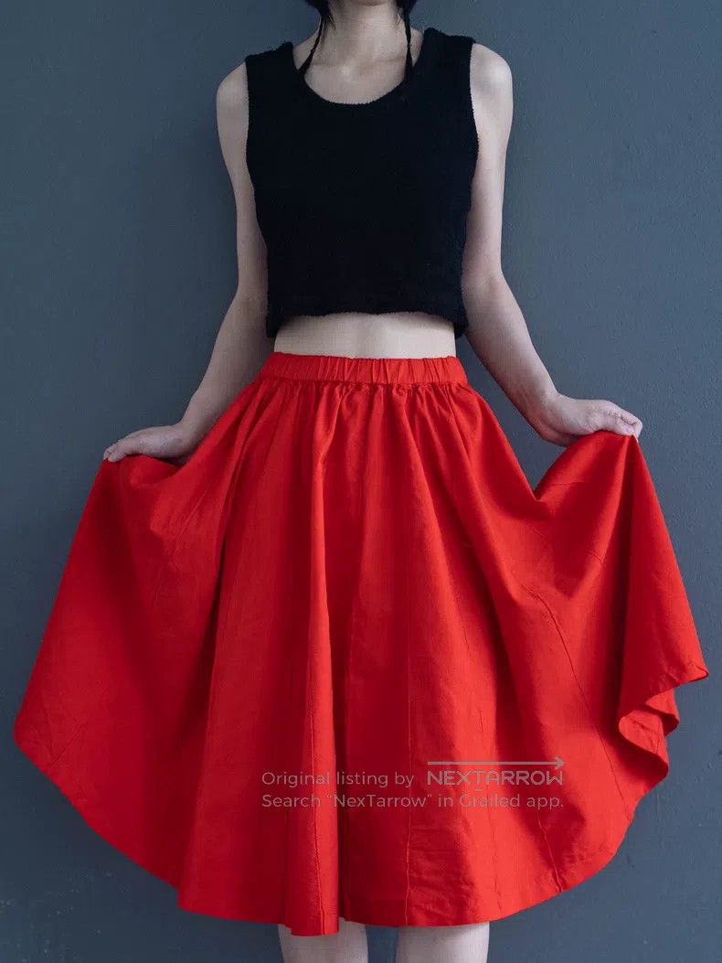 Other Comme Des Garcons size XS Red spliced half skirt Size 23" - 2 Thumbnail