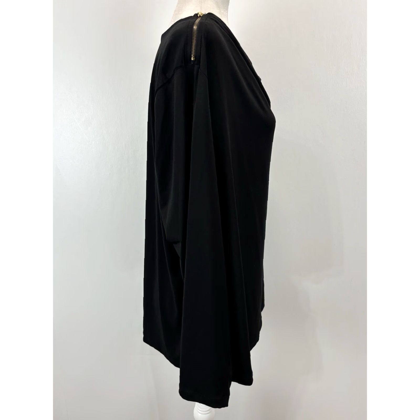 Vintage Chicos Draped Long Sleeve Top Tunic Sz 3 US X-Large Black Slinky Size XL / US 12-14 / IT 48-50 - 4 Thumbnail