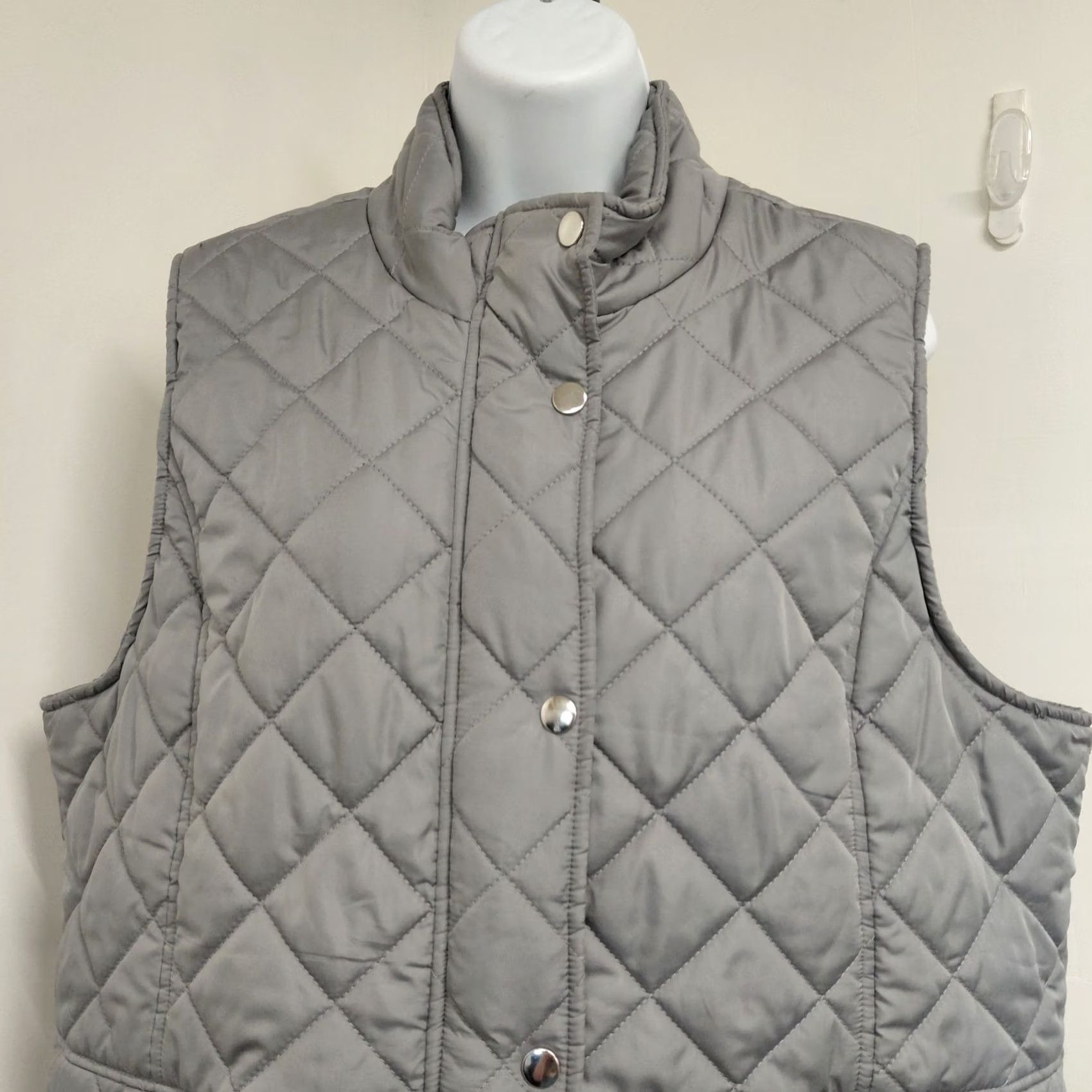 Vintage Kim Rogers Vest Women’s XL Gray Puffer Quilted Zipper Collared Pockets Size XL / US 12-14 / IT 48-50 - 4 Thumbnail