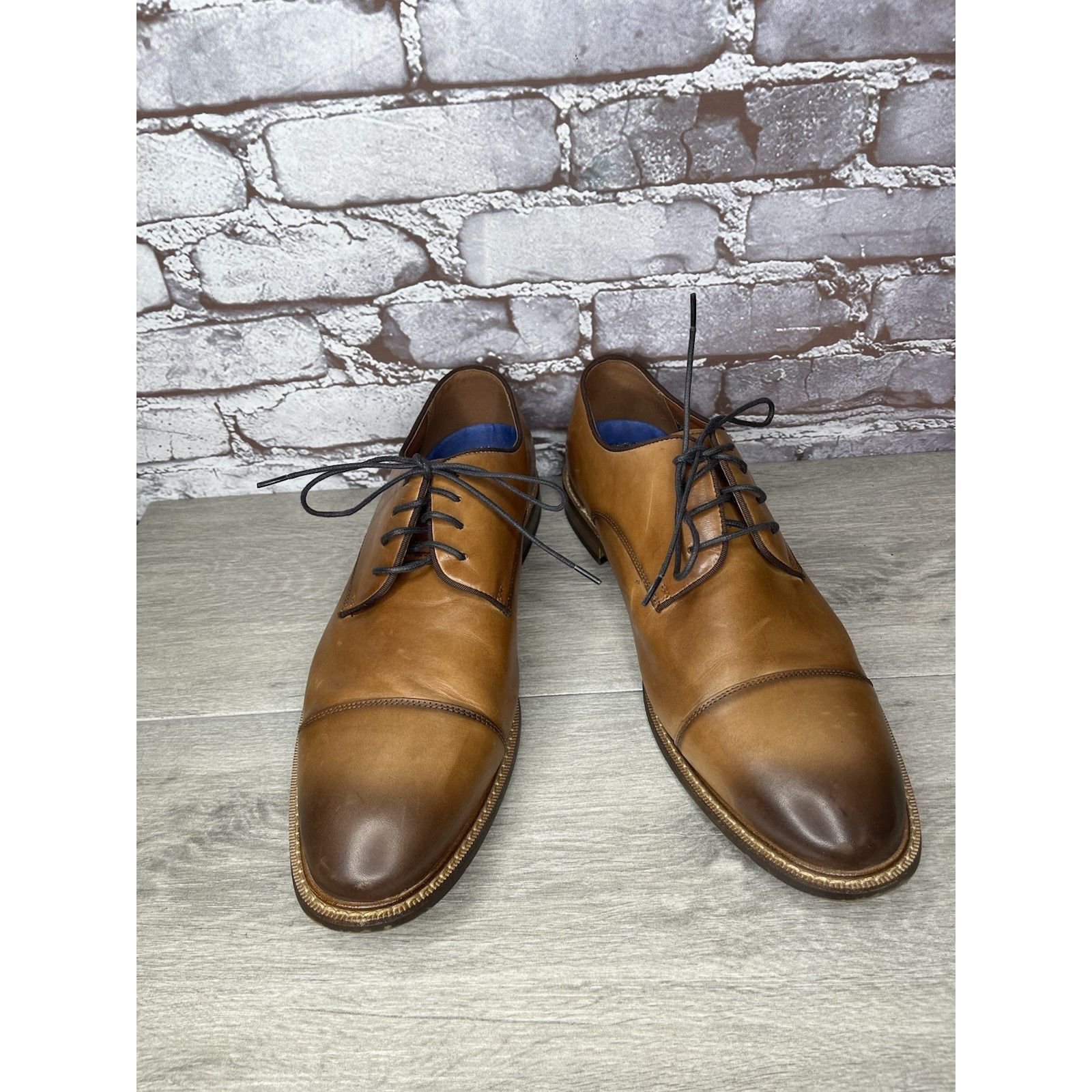 Vince Camuto Vince Camuto Lamson Cognac Brown Leather Dress Oxfords Shoes Size US 12 / EU 45 - 11 Thumbnail