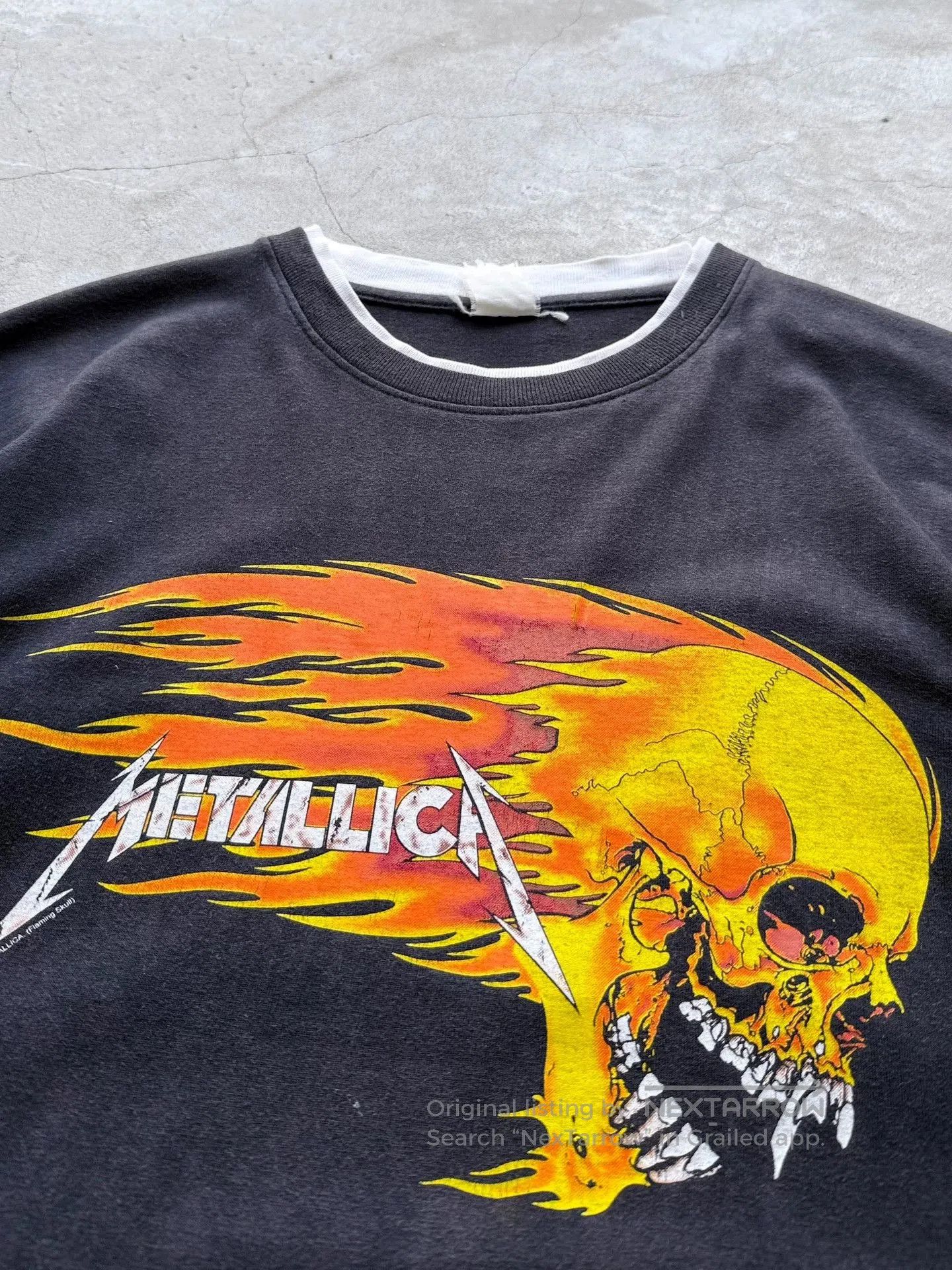 Vintage Vintage 00s Metallica Flame Skull Band Tee. Size US L / EU 52-54 / 3 - 4 Thumbnail