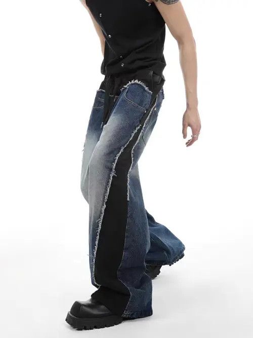 VIBE Wide-leg irregular jeans with retro patchwork design Size US 34 / EU 50 - 5 Thumbnail