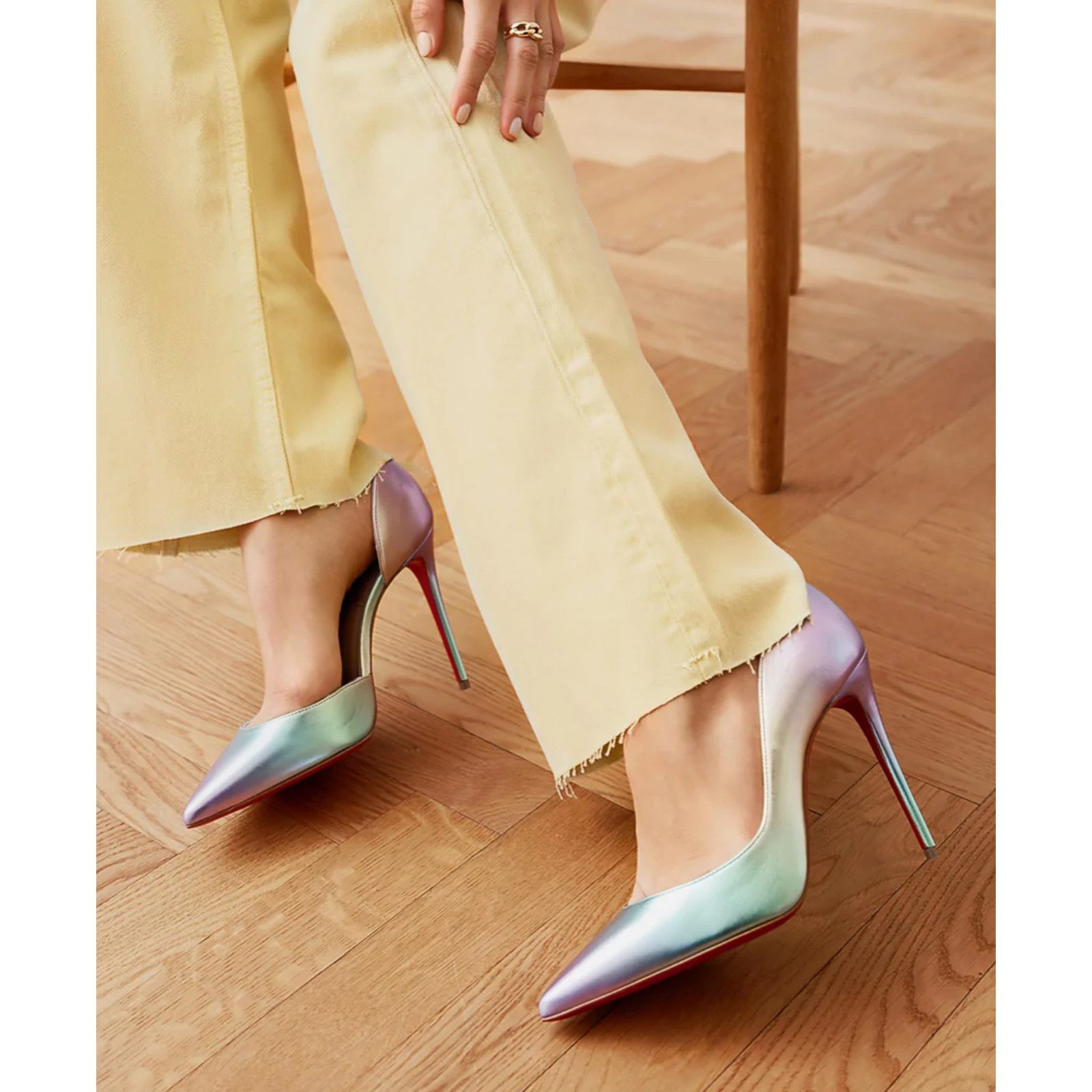 Christian Louboutin Iriza 100 Multicolor Licorne Leather D'Orsay Heel Pump 37.5 Size US 7.5 / IT 37.5 - 5 Thumbnail