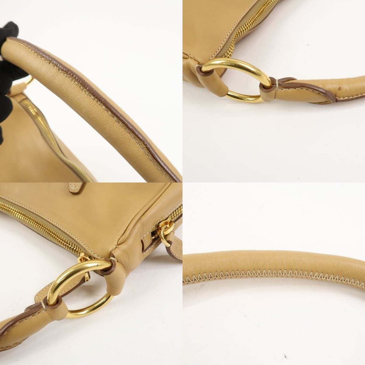 Prada Prada Leather Shoulder Bag Tan Size ONE SIZE - 4 Thumbnail