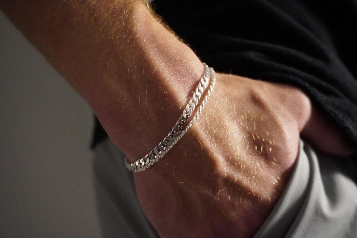 Jewelry Silver Bracelet Stack Solid .925 Silver Bracelet Set 8 Inch Size ONE SIZE - 1 Thumbnail
