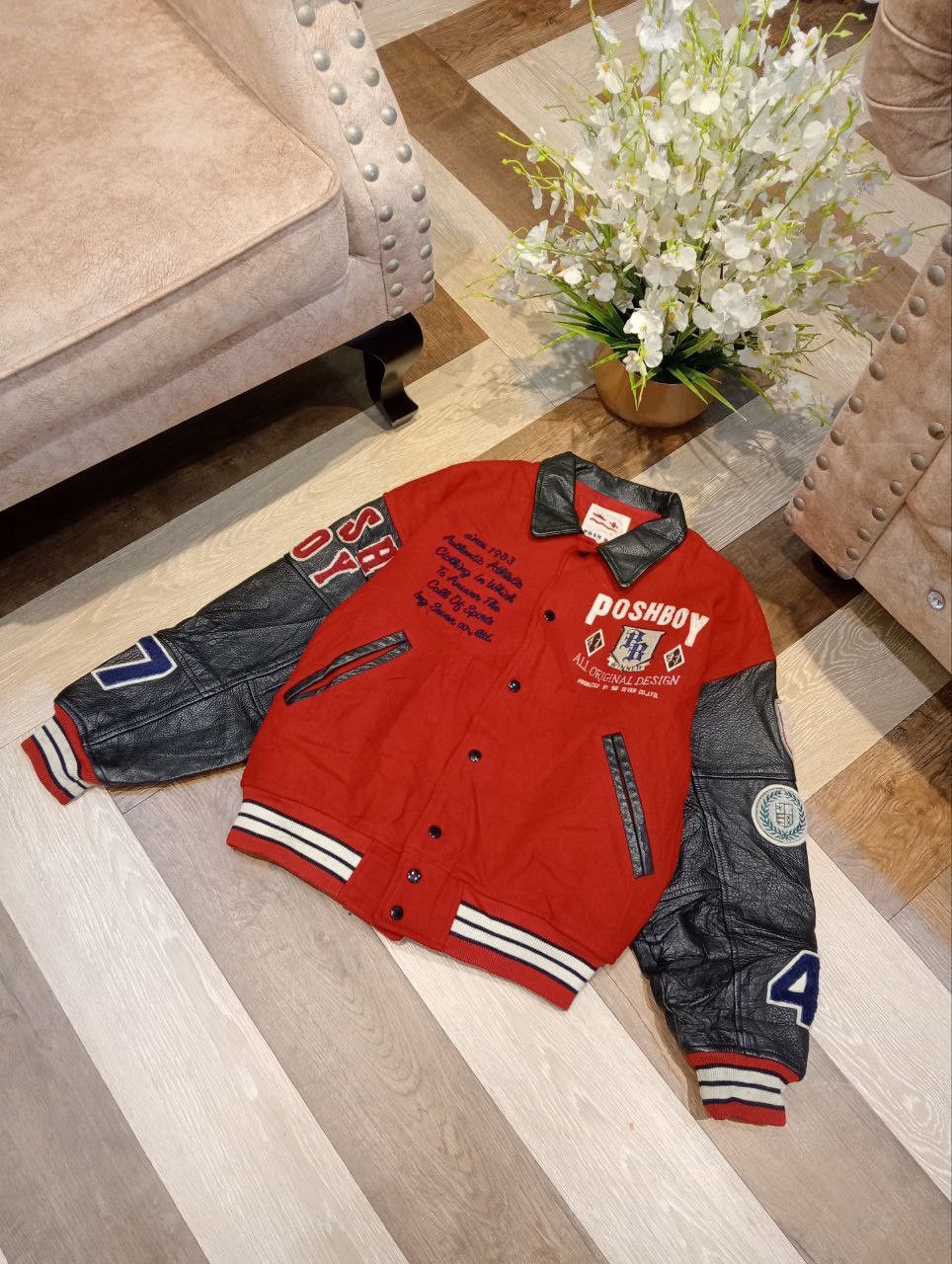 Japanese Brand VINTAGE POSHBOY PATCHES VARSITY JACKET Size US L / EU 52-54 / 3 - 3 Thumbnail