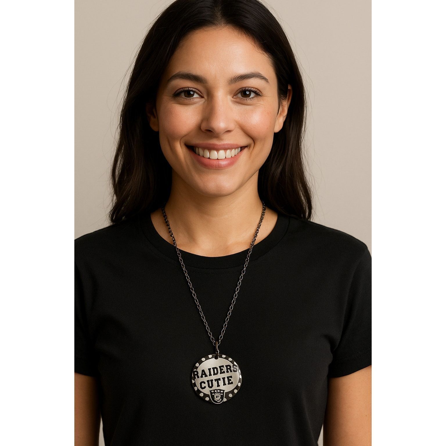 Handmade Las Vegas Raiders Cutie Pendant Necklace Black Silver Tone Size ONE SIZE - 1 Thumbnail