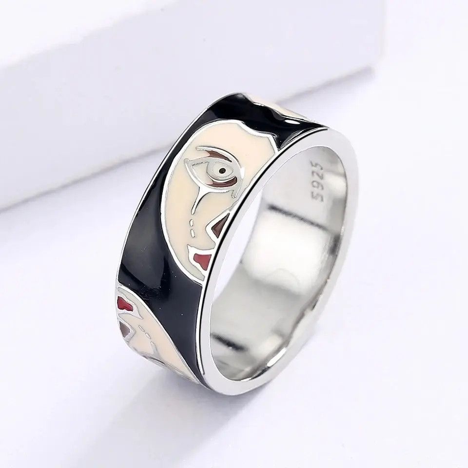 Japanese Brand Creative Handmade Irregular Half Face Enamel Heart Ring Size ONE SIZE - 2 Thumbnail