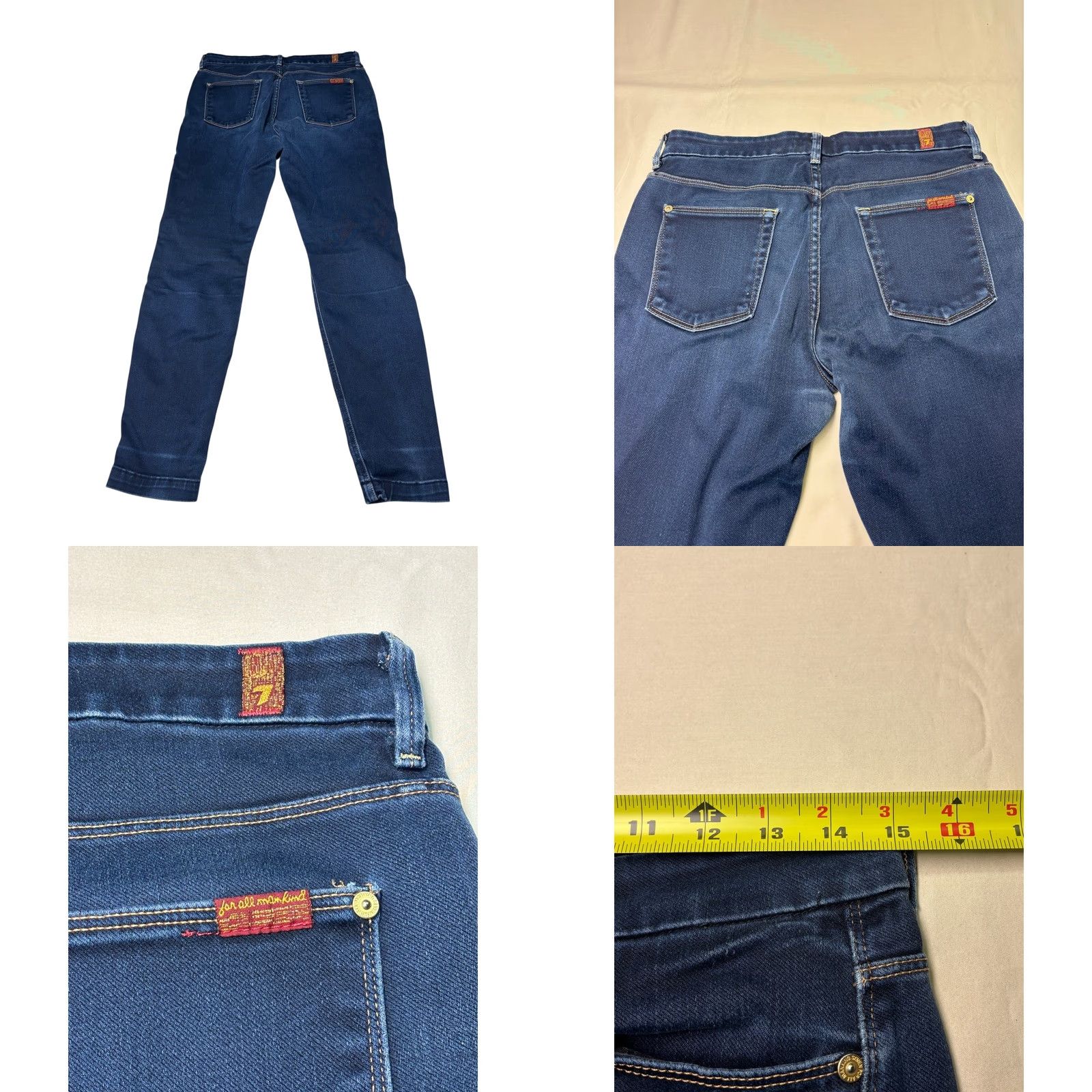 7 For All Mankind 7 For All Mankind Jeans Skinny Denim Womens 29 X 28 Dark Wash Stretch 5-Pocket Mid Rise Size 29" - 8 Thumbnail