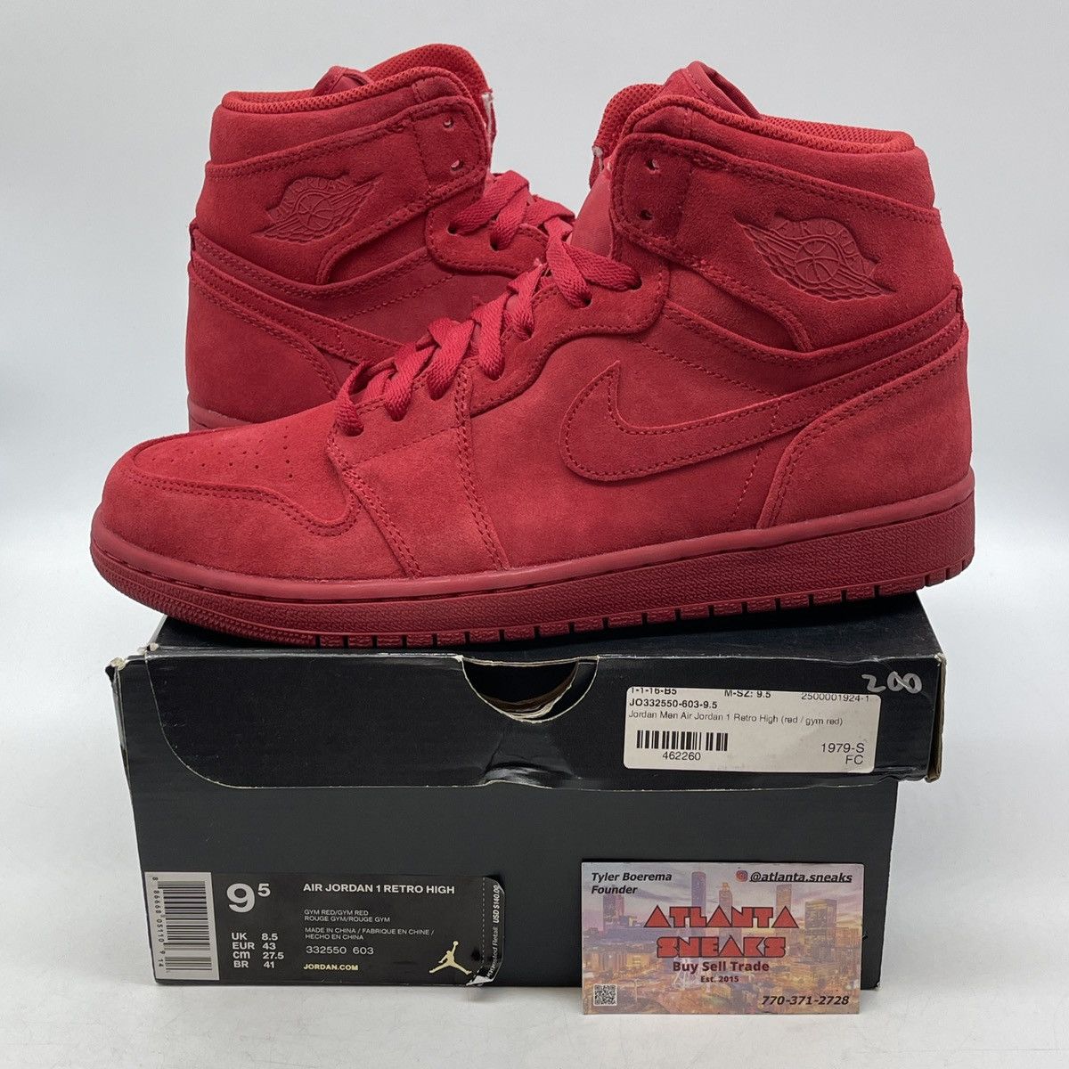 Jordan Brand Air Jordan 1 high red suede Size US 9.5 / EU 42-43 - 1 Thumbnail