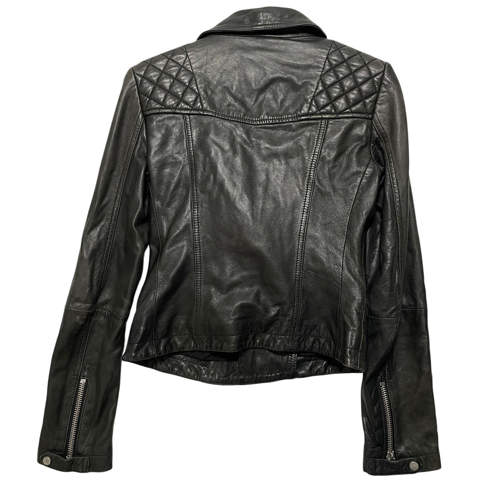 Allsaints AllSaints Catch Crop Biker Jacket Black Leather Jacket SZ 2 Size XS / US 0-2 / IT 36-38 - 3 Thumbnail