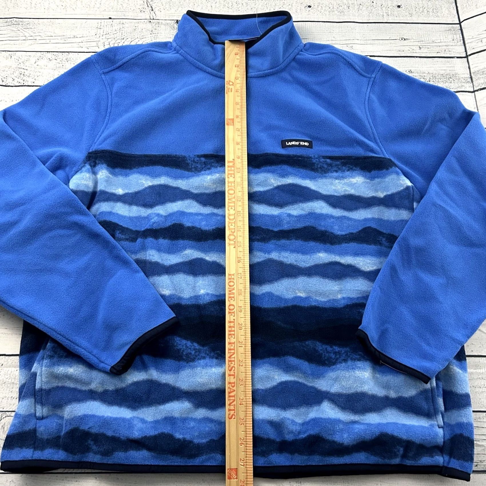 Lands' End Lands' End Pullover Jacket Snap Button Fleece Blue XL Men Size US XL / EU 56 / 4 - 5 Thumbnail