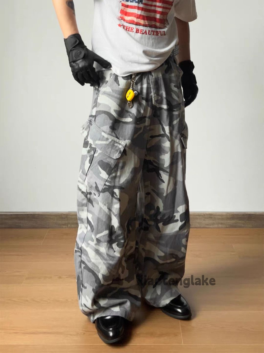 Vintage xz utility loose baggy skate hiphop cargo camo pants Size US 26 / EU 42 - 6 Thumbnail